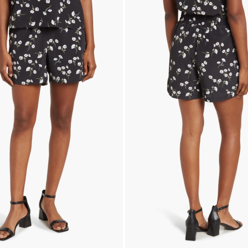Sanctuary Sandy Black White Floral Pull On Shorts Size Small